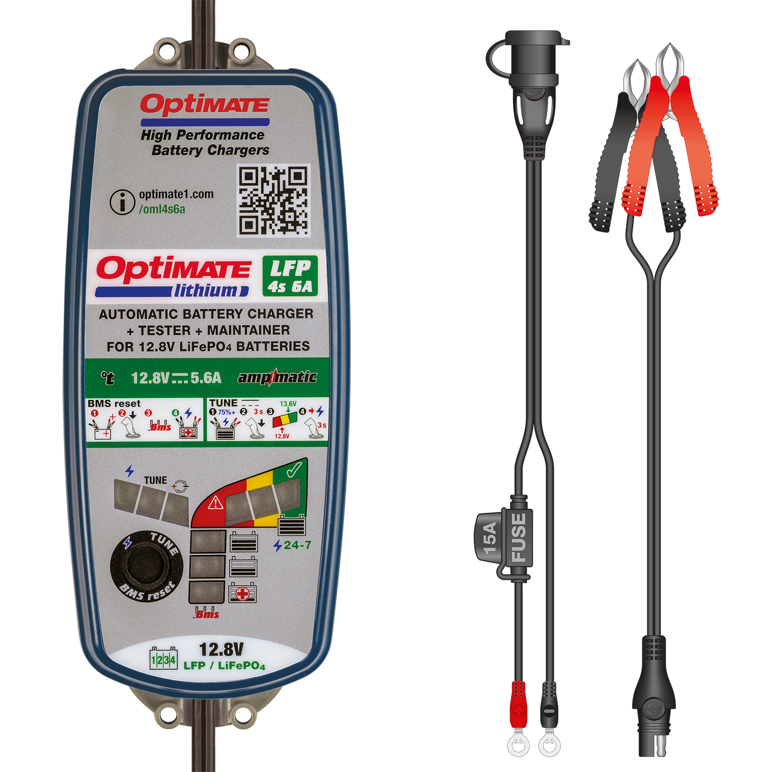 OptiMate TM-391 – Advanced LiFePO4 12.8V Smart Charger & Maintainer (4S / 6A)